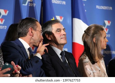 Lyon, FRANCE - 10/06/2016 : François Fillon Is Campaigning For The Right-wing Primary For The Presidential Election. He Holds A Meeting In Lyon Whith Several Supporters, Including Laurent Wauquiez.