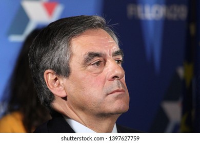 Lyon, FRANCE - 10/06/2016 : François Fillon Is Campaigning For The Right-wing Primary For The Presidential Election. He Holds A Meeting In Lyon Whith Several Supporters, Including Laurent Wauquiez.