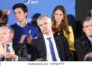 Lyon, FRANCE - 10/06/2016 : François Fillon Is Campaigning For The Right-wing Primary For The Presidential Election. He Holds A Meeting In Lyon Whith Several Supporters, Including Laurent Wauquiez.