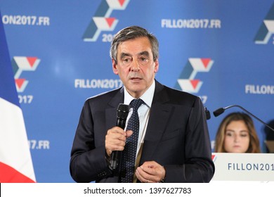 Lyon, FRANCE - 10/06/2016 : François Fillon Is Campaigning For The Right-wing Primary For The Presidential Election. He Holds A Meeting In Lyon Whith Several Supporters, Including Laurent Wauquiez.