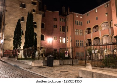 LYON, FRANCE -  4 DECEMBER 2018  : Basosch Square, In The Old Town Of Lyon. France.