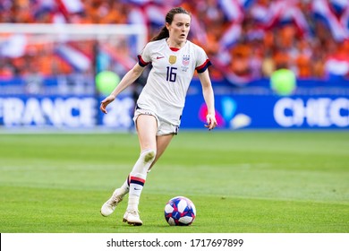 LYON, FRANCE - 7 JULY, 2019: Rose Lavelle Seen In Action During The 2019 FIFA Women's World Cup Final Match Between USA And Netherlands.