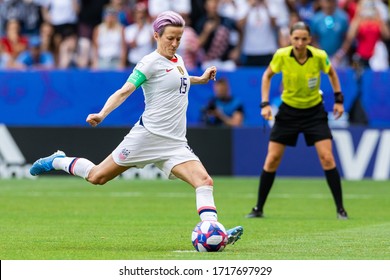 LYON, FRANCE - 7 JULY, 2019: Megan Rapinoe of USA seen in action during the 2019 FIFA Women's World Cup Final match between USA and Netherlands.
