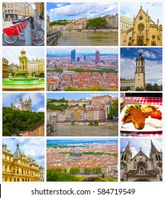 Lyon, France - Aerial View Of The City Panorama.