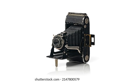 Lyon, France - April 10, 2022: Antique Zeiss Ikon camera isolated on white background.