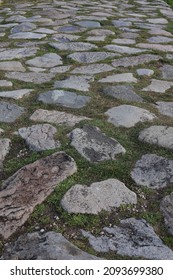 
Lyon, France: Detail Of The Roman Theater Of Fourvière. Ancient Road.