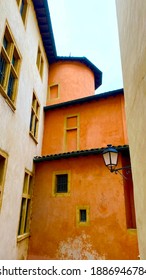 Lyon, France - January 2021: Beautiful tall buildings in the old town of Lyon