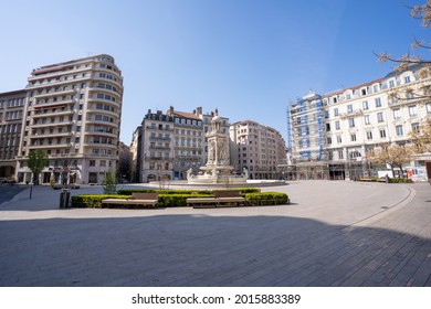 Lyon, France, March 28, 2020.Total Lockdown In The City Of Lyon Due To The Global Covid-19 Pandemic