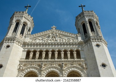 Lyon, France - May 10, 2022 : Beautiful view of the famous Basilica Fourviere of Lyon