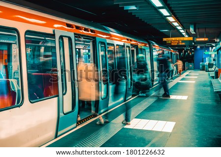 Lyon, France: MAY 12, 2019- Metro Train Station in Lyon, France