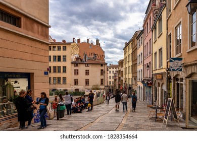 Lyon, France - Sep 28, 2020: Croix-Rousse district at Lyon city, France in Europe