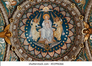 Lyon, France - September 28, 2015: Inside of the Basilica of Notre-Dame de Fourviere in Lyon, France