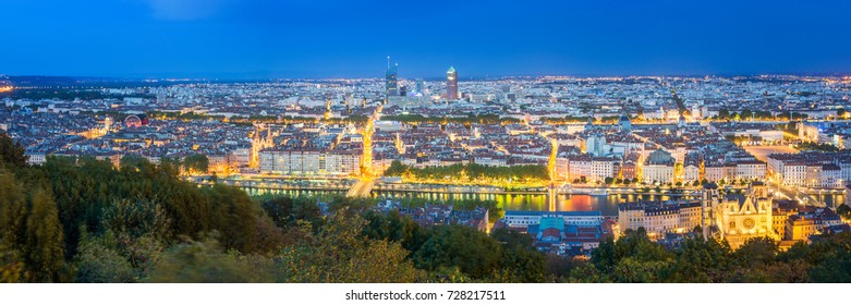 Lyon At Night, France 