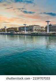 Lyon Old City On River Rhone During A Spring Sunset