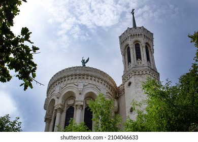 Lyon,France-August 27,2017: Basilica notre dame de fourviere facade view Lyon city France 