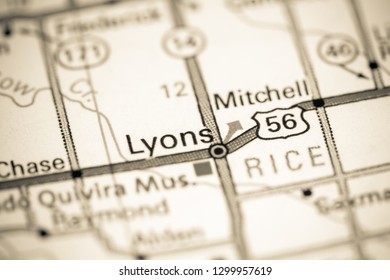 Lyons Kansas Usa On Map Stock Photo 1299957619 | Shutterstock