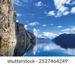 Lysefjorden fjord of Norway where the Pulpit Rock, Preikestolen is located