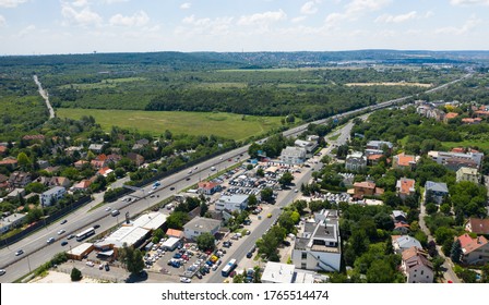 M1 - M7 Highway In Budaors, Hungary Aerial View.