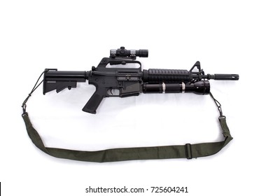 M16 Automatic Rifle On A White Background