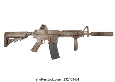 M4 with suppressor  - special forces rifle isolated on a white background