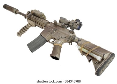 M4 Suppressor Special Forces Rifle Isolated Stock Photo 384345988 ...