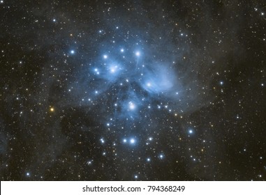 M45 The Pleiades In The Deep Space