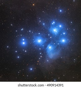 M45 Pleiades Star Cluster in the constellation Taurus