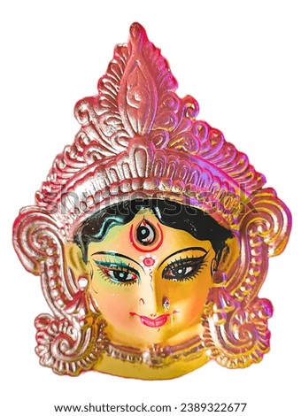 Maa durga hindu goddess pooja face only no background. white background Durga puja murti