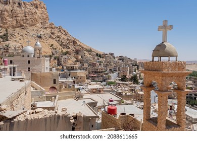 Maaloula, Syria - August 25, 2021:  christian village destroyed by islamic radicals.