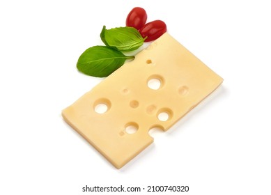 Maasdam Cheese Block, Isolated On White Background