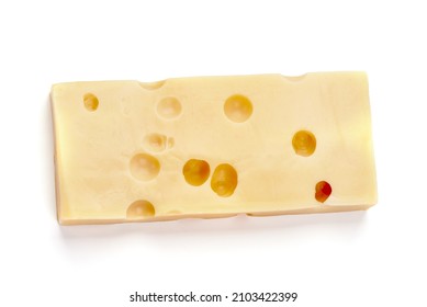 Maasdam Cheese Block, Isolated On White Background