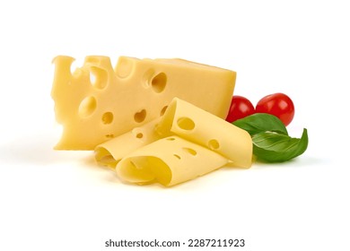 Maasdam cheese, Netherlands cheese, isolated on white background - Powered by Shutterstock