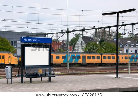 Maastricht railway station, Inter city train on the platform, Netherlands