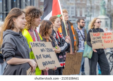 Maastricht, South Limburg, Netherlands. March 13, 2022. Protest: No racism, No fascism in the council. Stop Racism Platform. Demonstration, march and speeches in a peaceful movement