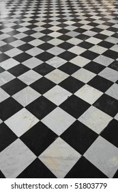 Mable Floor With Black And White Square Pattern