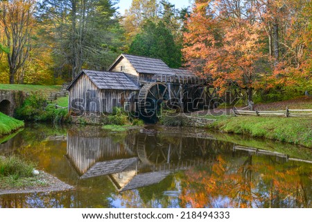 Mabry Mill in Autumn - Blue Ridge Parkway, Virginia USA 