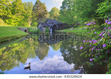 Mabry Mill, an historic structure on the Blue Ridge Parkway, Mile Post 176, is a tourist attraction maintained by the National Park Service with picturesque views of life in rural Virginia.