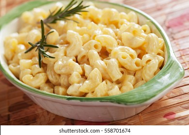 Mac And Cheese, American Style Macaroni Pasta With Cheesy Sauce