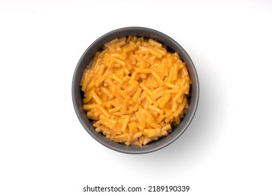 Mac And Cheese In Bowl Isolated On White Background With Shadow Isolated On White Background