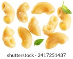 Mac and cheese. Creamy macaroni and cheese pasta isolated on white background. Collection with clipping path.