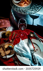 Macabre Murder Mystery Dinner Party Event With Bloody Knife