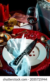 Macabre Murder Mystery Dinner Party Event With Bloody Knife