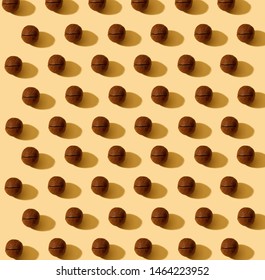 Macadam Nut Seamless Pattern On Yellow Background