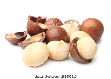 Macadamia Nut On White Background