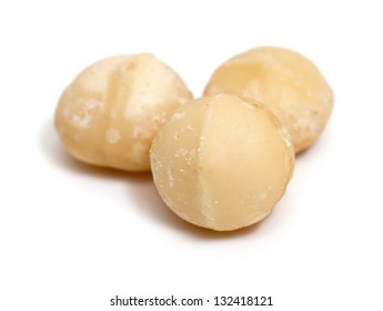 Macadamia Nuts Isolated On White Background