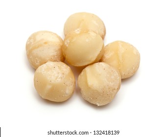 Macadamia Nuts Isolated On White Background