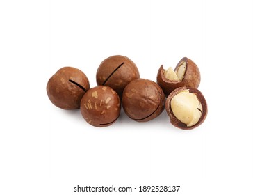 Macadamia nuts isolated on a white background,Clipping path.