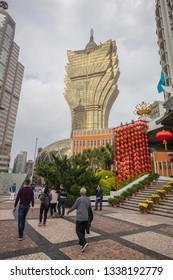 Macao, China - 3 February 2019:Macau New Portuguese Hotel Building. The New Portuguese-Beijing Casino Was Inaugurated On February 11, 2007, And Opened By The Chief Executive Of Macau, Ho Ho-bak.