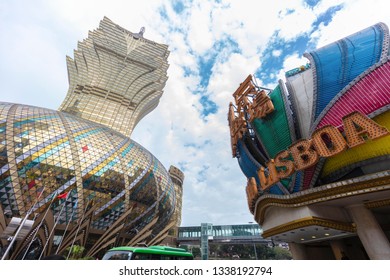 Macao, China - 3 February 2019:Macau New Portuguese Hotel Building. The New Portuguese-Beijing Casino Was Inaugurated On February 11, 2007, And Opened By The Chief Executive Of Macau, Ho Ho-bak.