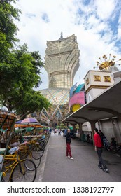 Macao, China - 3 February 2019:Macau New Portuguese Hotel Building. The New Portuguese-Beijing Casino Was Inaugurated On February 11, 2007, And Opened By The Chief Executive Of Macau, Ho Ho-bak.